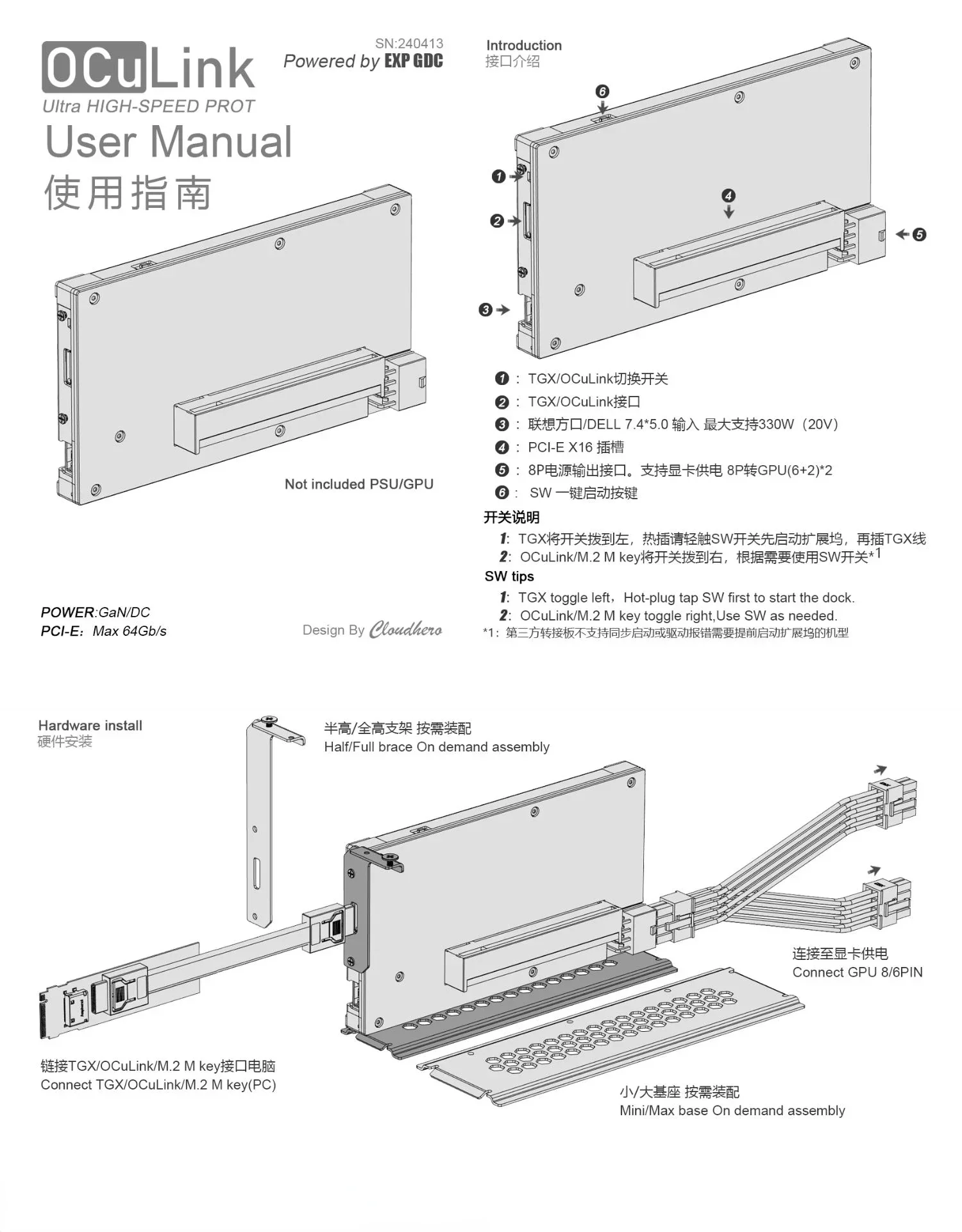 OCuP4GaN OCuLink GPU Dock Case - External Gpu Dock Pcie 4.0 Oculink avaliação e preço