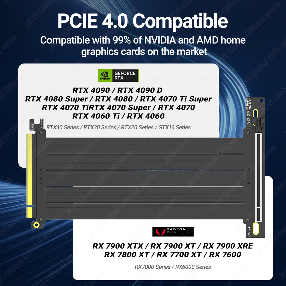 Cabo Riser JEYI PCIe 4.0 90 Gr - Pcie 4.0 X16 Riser Cable 90 Degree avaliação e preço